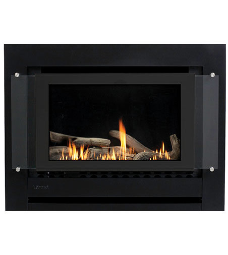 RINNAI SAPPHIRE GAS LOG FLAME FIRE MASONRY living room black