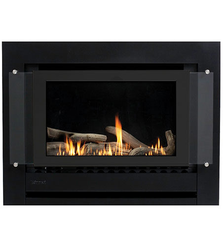 Rinnai Sapphire Gas Log Flame Fire Zero Clearance black