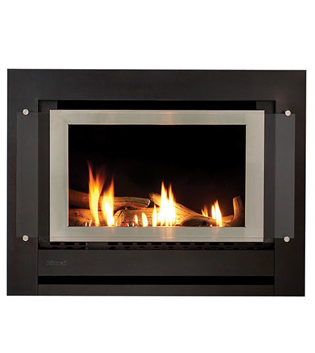 Rinnai Sapphire Gas Log Flame Fire Zero Clearance grey