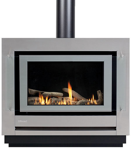 Rinnai Sapphire Gas Log Flame Fire in grey