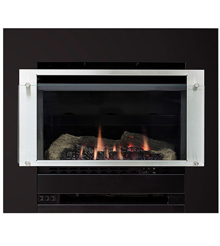 Rinnai Slimfire Black Gas Log Fire stainless steel