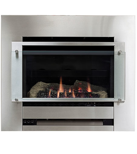 Rinnai Slimfire Black Gas Log Fire stainless steel