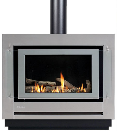 RINNAI SAPPHIRE GAS LOG FLAME FIRE (PLINTH) Grey