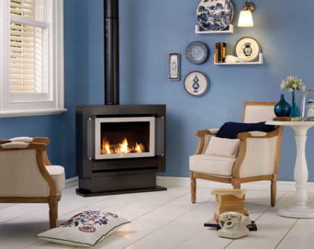 RINNAI SAPPHIRE GAS LOG FLAME FIRE (PLINTH) living room