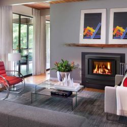 Cannon Canterbury Inbuilt Gas Log Fire in Black - Insitu