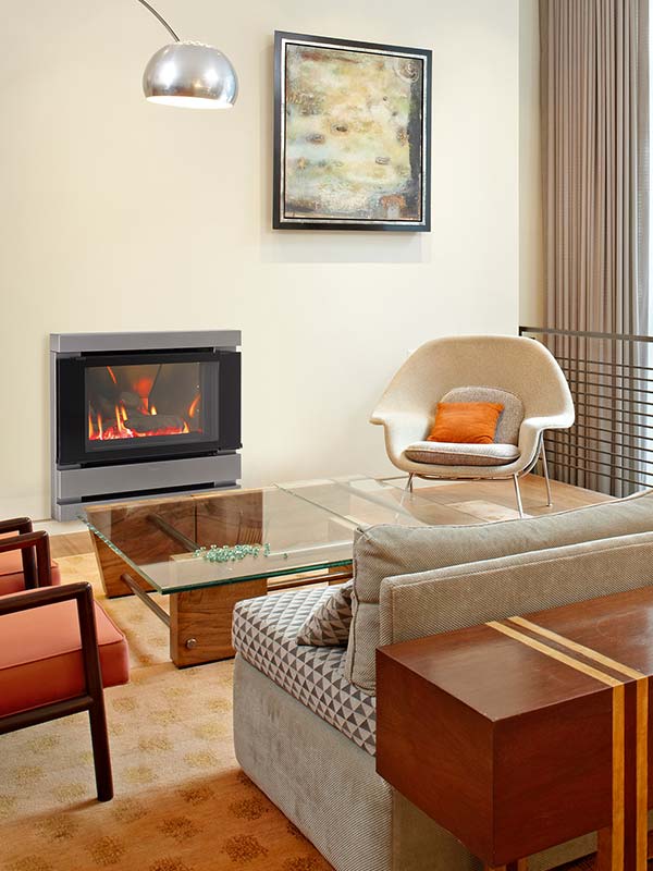 Cannon Fitzroy Powerflue Gas Log Fire in PLATINUM finish