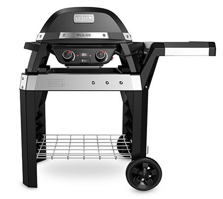 Weber Pulse 2000 BBQ with cart front view