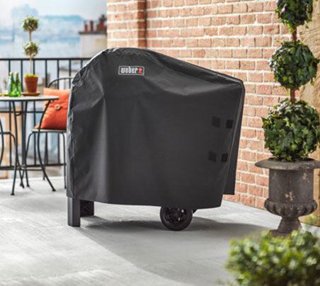 Weber Pulse Electric BBQ cart with Premium cover