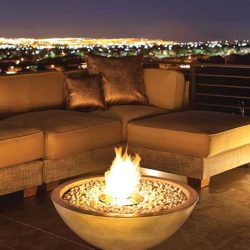 View with a bone mix 850 fire pit natural by ecosmart fire