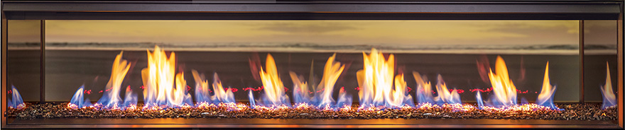 Rinnai LS 1000 & 1500 Gas fires with Burn media, High Flame